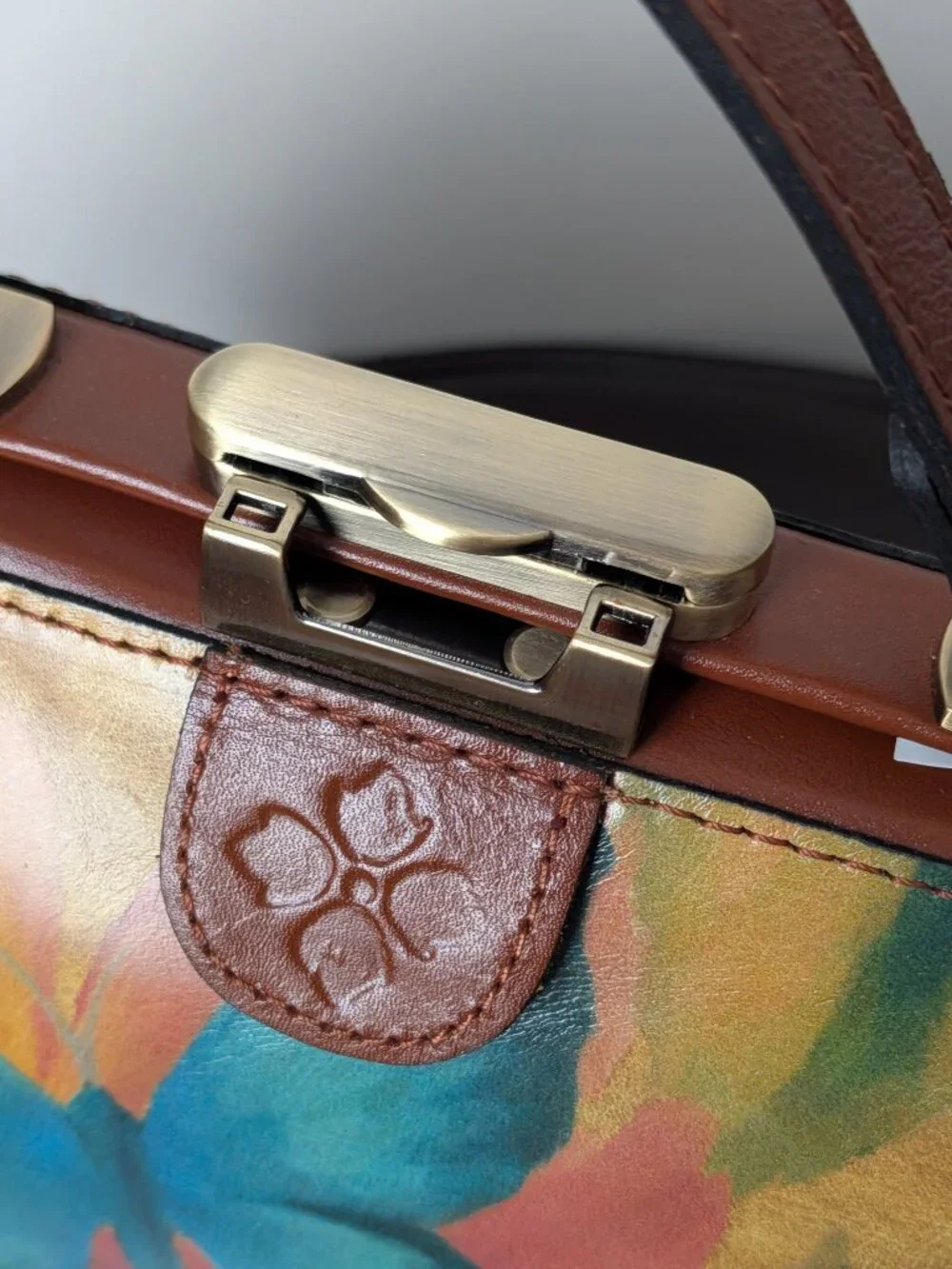 Patricia Nash Watercolor Butterfly Leather Satchel Bag Hand‑Painted 100% Leather